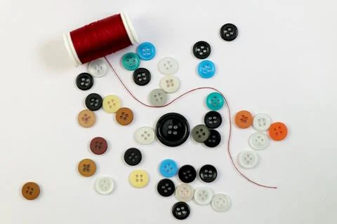 Colorful Buttons &amp; Thread Stock Photos