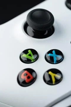 Colorful buttons on white xbox controller Stock Photos