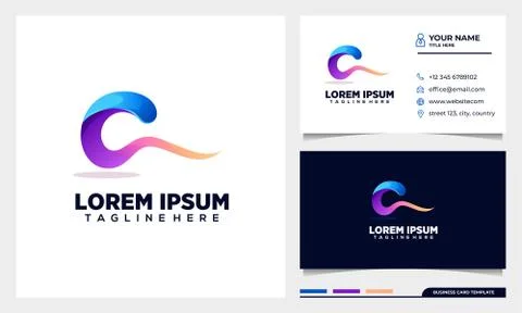 Colorful C Initial Logo Design Vector with business card design template Stock Illustration