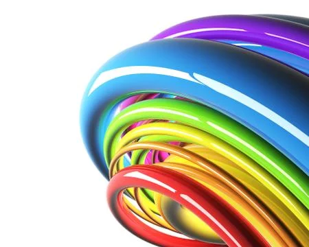 Colorful cables in perspective on the white background Illustrazione stock