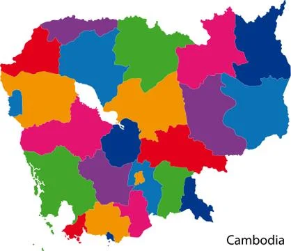 Colorful Cambodia map Stock Illustration