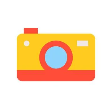 Colorful camera flat icon on white background Stock Illustration