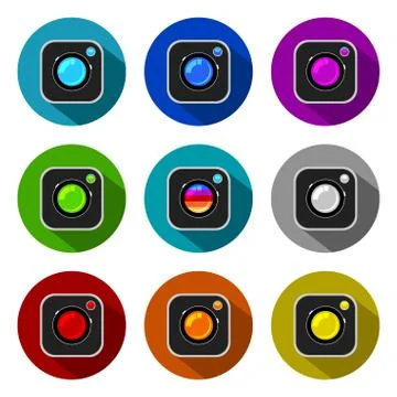 Colorful Camera Icons Stock Illustration