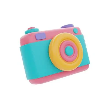 Colorful camera isolated on light background, holiday vacation, Time to trave Stock Illustration