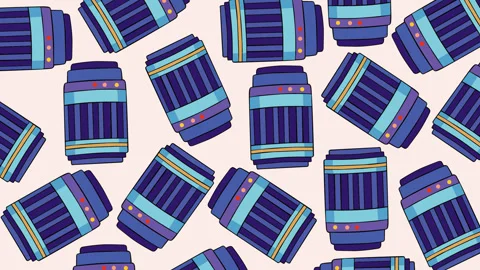 Colorful Camera Lens Seamless Pattern Background for Photography and Creativ Stock Footage 340301926