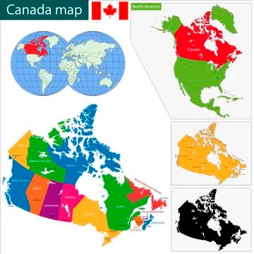 Colorful Canada map Stock Illustration