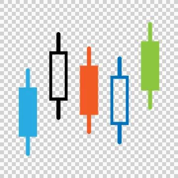 Colorful candlestick chart icon isolated on a transparent background Stock Illustration