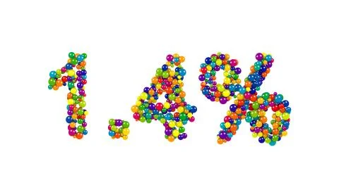 Colorful candy arranged in shape of 1.4 percent Stock Illustration