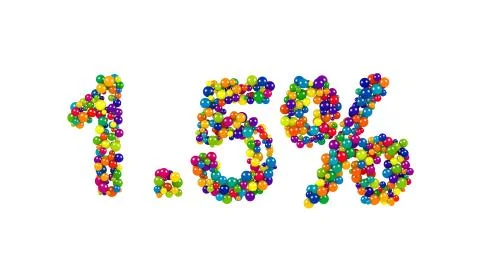 Colorful candy arranged in shape of 1.5 percent Stock Illustration
