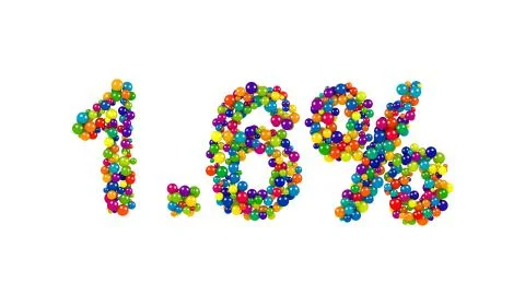 Colorful candy arranged in shape of 1.6 percent Stock Illustration