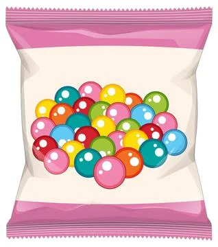 Colorful Candy Balls in Sealed Snack Package Stock Illustration