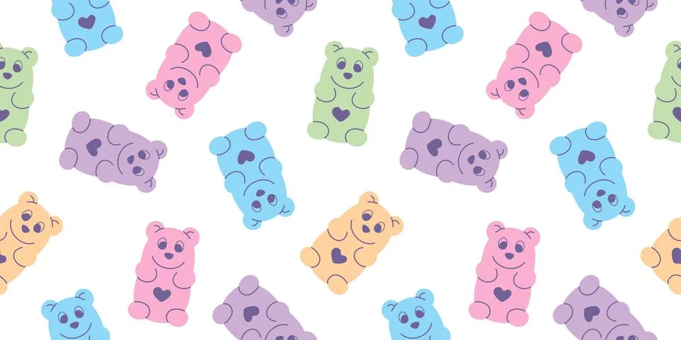 Colorful candy bear character pattern. Stock Illustration