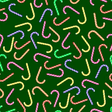 Colorful Candy Cane Seamless Pattern Stock Illustration