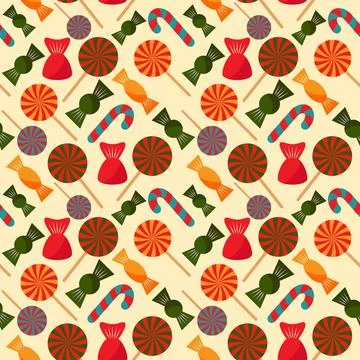 Colorful candy. Christmas seamless pattern for wrapping paper, wallpaper, p.. Stock Illustration
