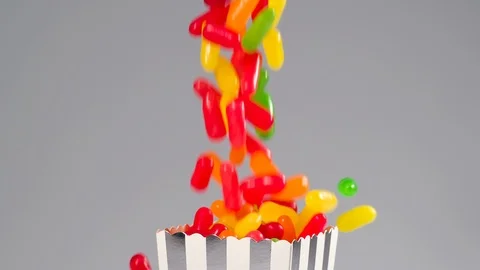 Colorful candy falls in slow motion Stock-Footage 117409481