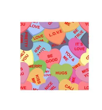 Colorful candy hearts seamless pattern background. Cute heart shaped candies  Stock Illustration