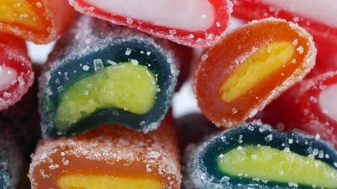 Colorful candy mix in close-up view Stock Footage 341786793