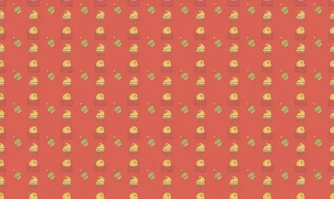 Colorful candy pattern with red, yellow, and green sweets on pink Stock Illustration