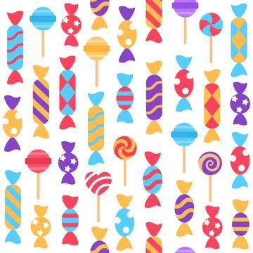 Colorful candy seamless pattern, background. Stock Illustration