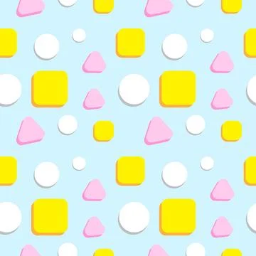 Colorful Candy Seamless Pattern Design Template. Rounded Square, Triangle a.. Illustrazione stock