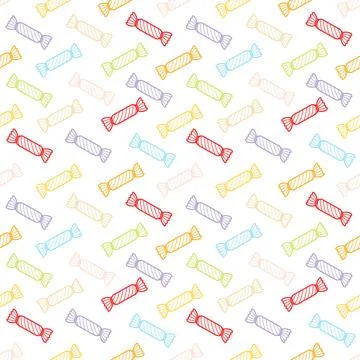 Colorful candy seamless pattern with hand drawn theme Stock Illustration