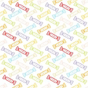 Colorful candy seamless pattern with hand drawn theme one Stock Illustration