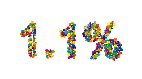 Colorful candy sweets arranged in shape of 1.1% Stock Illustration