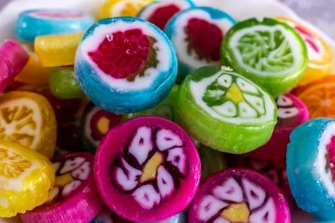 Colorful candy sweets close up, selective focus Fotos Stock