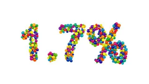 Colorful candy sweets in shape of 1.7 percent Stock Illustration
