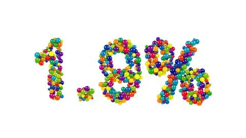 Colorful candy sweets in shape of 1.9 percent Stock Illustration