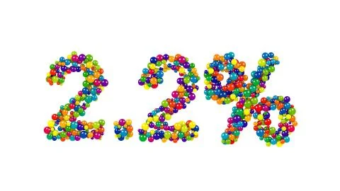 Colorful candy sweets in shape of 2.2 percent Stock Illustration