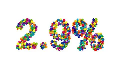 Colorful candy sweets sign in shape of 2.9 percent Stock Illustration