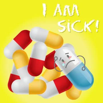 Colorful capsule with face expression Stock Illustration
