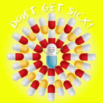 Colorful capsule with face expression Illustrazione stock