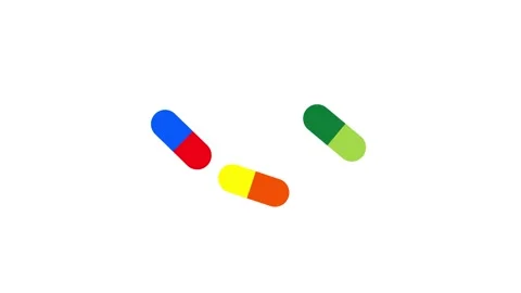Colorful Capsules Falling in Slow Motion on White Background Stock Footage 324699794