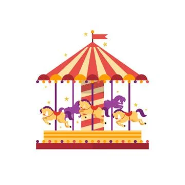 Colorful carousel with horses Stock Illustration