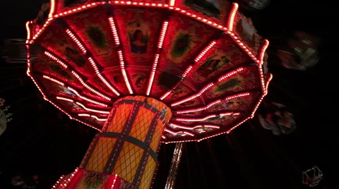 Colorful Carousel Spinning at Night. Stock Footage 40468306