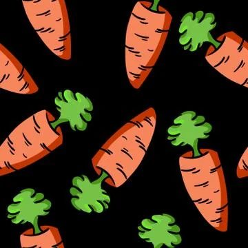 Colorful carrot doodle pattern. Vector seamless print Stock Illustration