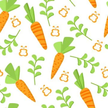 Colorful carrot seamless pattern. Isolated on white background Illustrazione stock