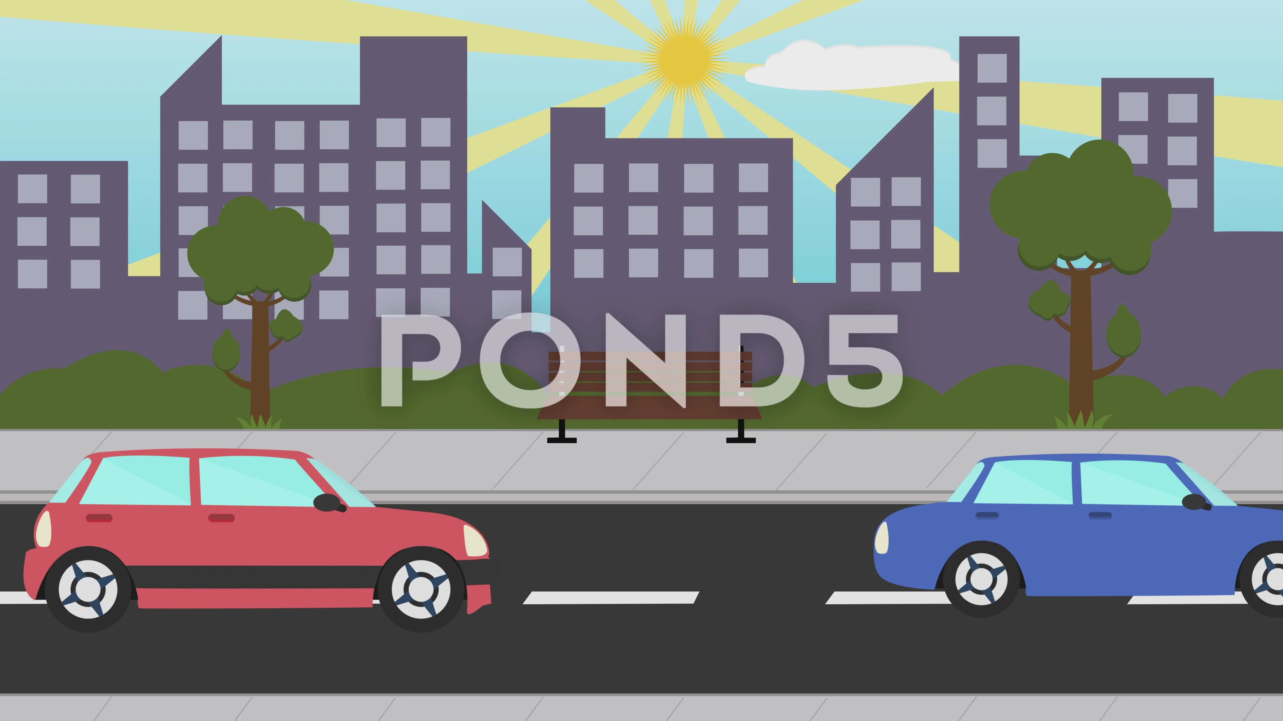 Colorful cartoon city traffic seamless l... | Stock Video | Pond5