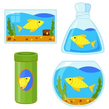 Colorful cartoon fish elements set Stock Illustration