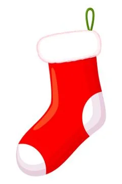 Colorful cartoon red christmas sock Stock Illustration