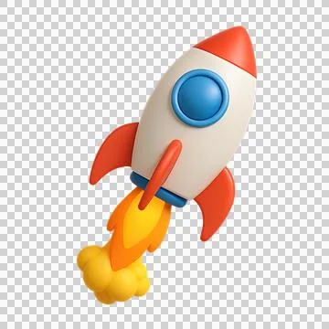Colorful Cartoon Rocket Launch 3D Icon Illustration PNG Transparent Stock Illustration