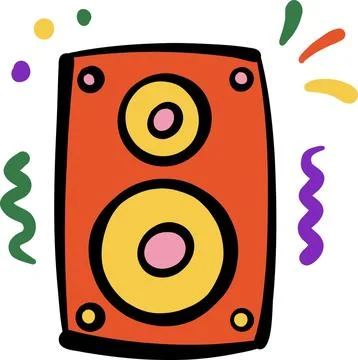 Colorful Cartoon Speaker with Decorative Elements Stock Illustration
