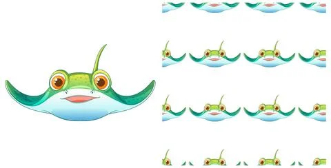 Colorful Cartoon Stingray Pattern Design 스톡 일러스트