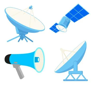 Colorful cartoon telecommunication elements Stock Illustration