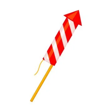 Colorful cartoon thin firework rocket Stockillustratie