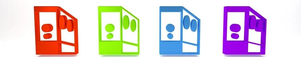 Colorful Case of computer icon isolated on white background. Computer serve.. Illustrazione stock