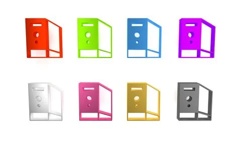 Colorful Case of computer icon isolated on white background. Computer serve.. Illustrazione stock