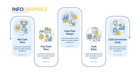 Colorful cash flow layout with creative linear icons Stock Illustration